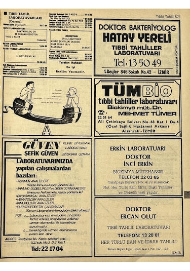 İzmir 1982-1983 Meslek Reklam İlanı Efemera S571