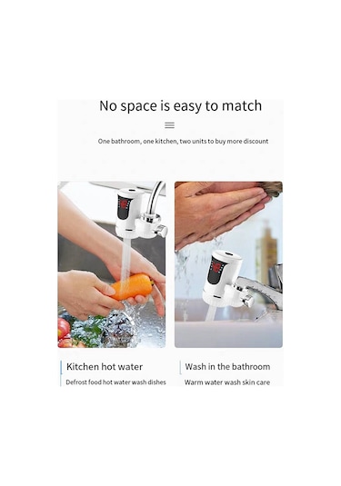 Xurunkeji Kolay Kurulum Hızlı Isıtma Karıştırma Musluğu Anında Elektrikli Su Isıtıcı Musluk Isıtıcı Dijital Ekranlı Ab Fişi Beyaz