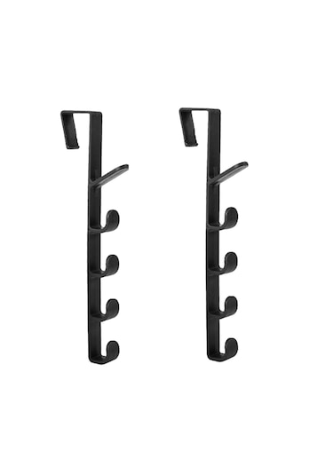 Kapı Arkası Dikey 5 Kancalı Eşya Askısı-al4833 2 Adet Siyah