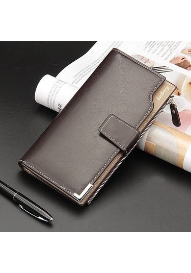 Createtech Baellerry Erkek Uzun Cüzdan, Modern Genç El Çantası, Kahverengi Kahverengi