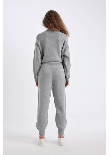 Defacto Jogger Triko Pantolon Cepli Basic Düz Beli Lastik Bağcıklı R1701AZ24WNGR211 Gri