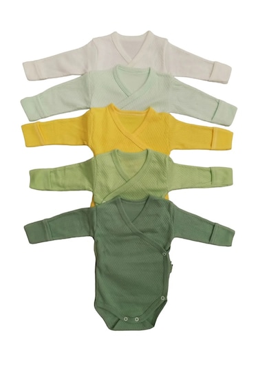 Uzun Kollu Kendinden Eldivenli Çıtçıtlı Kruvaze Badi 5 Li Paket Çok Renkli