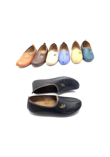 Deritarz Hakiki Deri Hac Umre Tavaf Patiği Ve Ev Ayakkabısı Siyah