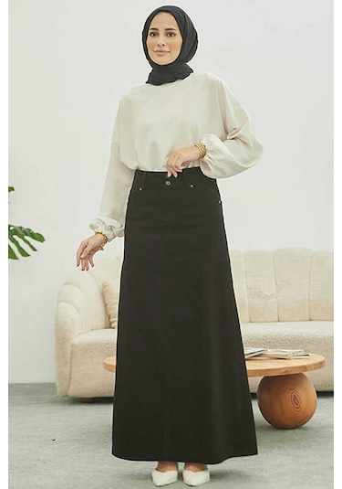 Neways 2254- Klasik Gabardin Etek Siyah Siyah