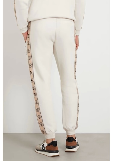 Guess Erkek Yanı Logolu Jogger Pantolon Ekru
