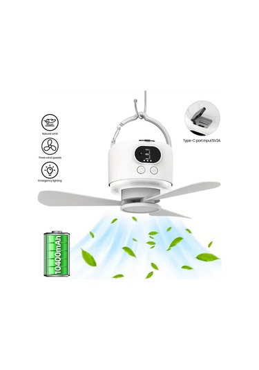 Chuangyinshop Koyu Yeşil 10400mah Şarj Edilebilir Taşınabilir Kamp Asılı Ventilatör Yelpazesi Uzaktan Kumandalı Sessiz Dört Hızlı Usb Şarj Özellikli Koyu Yeşil