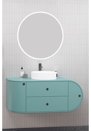 Fantasia 115 CM Beyaz Lavabolu Banyo Dolabı - Adaçayı Yeşili