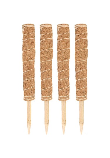 Qingmipy 4 Adet 45cm Hindistan Cevizi Lifli Bitki Tırmanma Desteği - Saksı Bitkileri İçin Pratik Destek Çubuğu