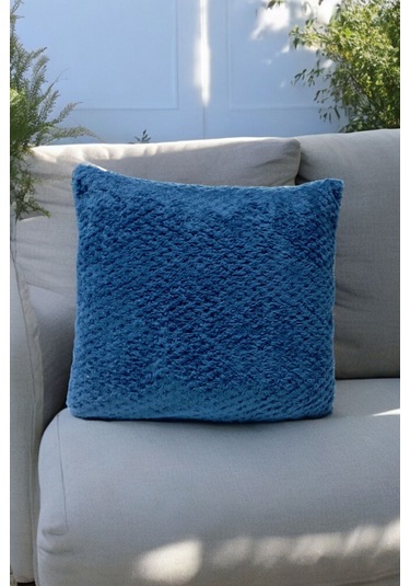 Bohem Dekoratif Yastık Kılıfı Kırlent Kılıfı 45x45 Cm Petrol Mavisi Otantik Desen