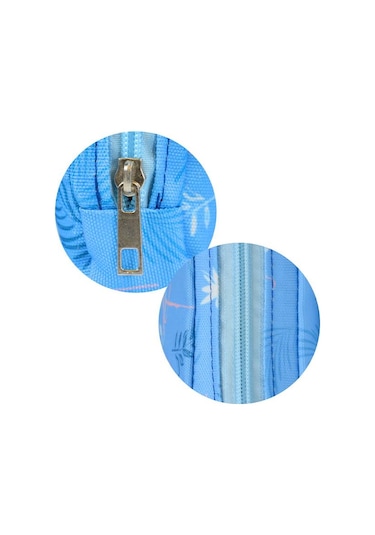 Temel Flamingo Desenli Turkuaz Tek Gözlü Kalem Çantası Çok Renkli