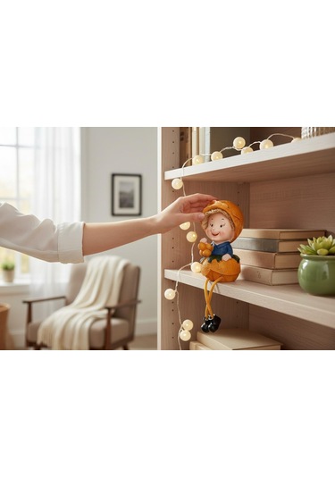 Ayakları Sallanan Portakal Kızlar Figürlü 2'li Biblo Seti Dekoratif Obje Hediyelik 24 Cm. Büyük Boy