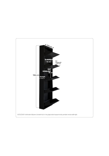 5'li Metal Ayakkabılık - Siyah
