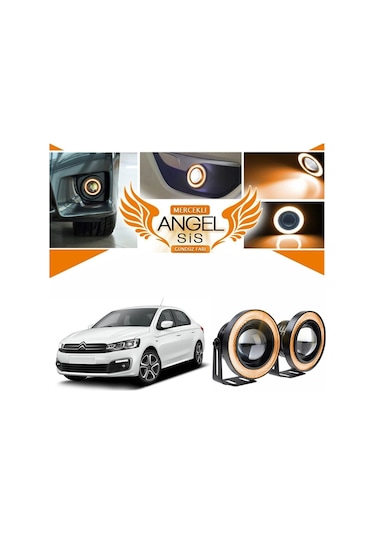 Citroen C Elysee Uyumlu, Universal Mercekli Led Sis Farı, 76mm Turuncu Renk