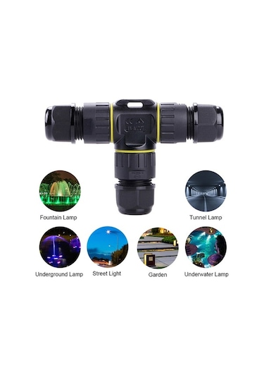 Pazly Φ5-9mm T Su Şekli Mekan Kutuları Kutu Konnektörü Kablo Kablo Kablo Ip68 İki İçin Geçirmez Elektrik Dış Dış Çıkışlı 3-pin Ak