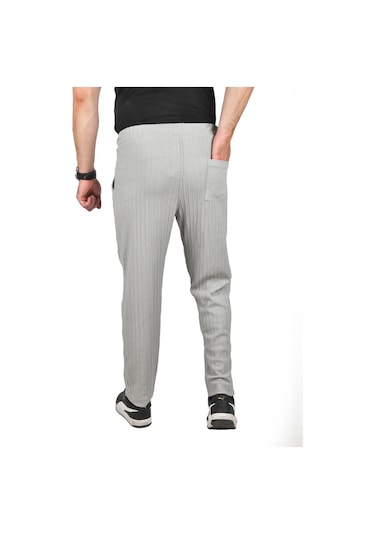 Deepsea Erkek Gri Rahat Kesim Örme Kumaş Beli Lastikli İnce Spor Pantolon 2502216 Gri