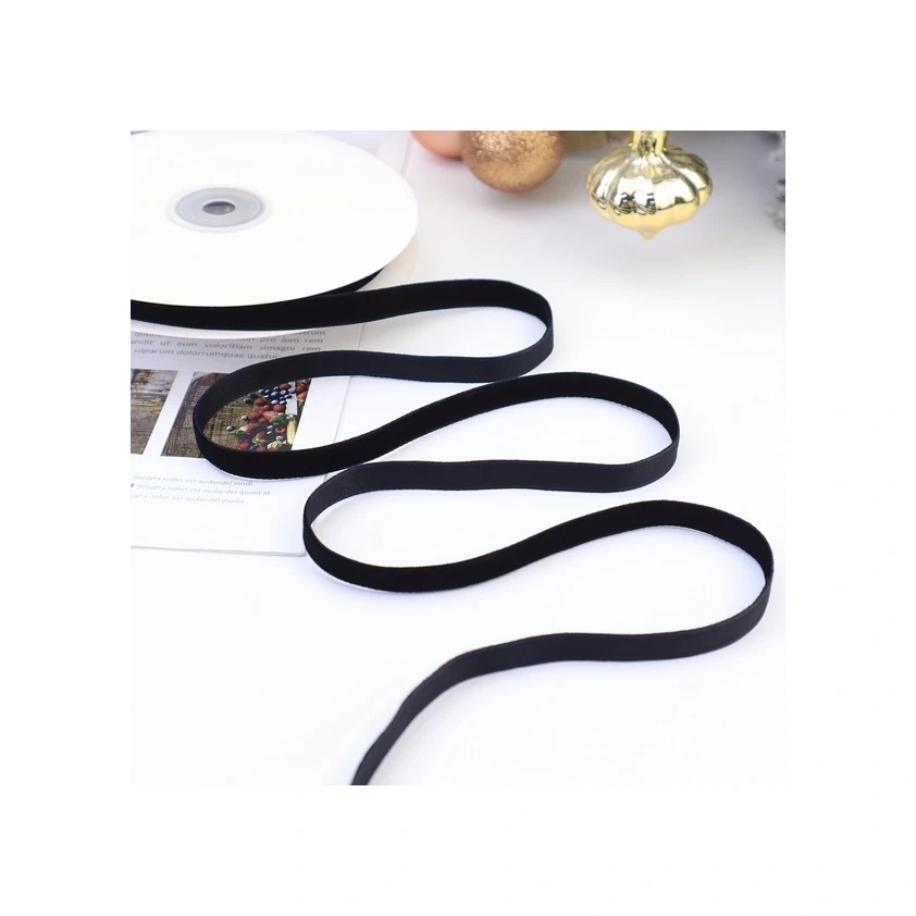 Gateesat Siyah Kadife Dantel Süslemeli 10 Yard Kurdele - Hediye Paketleme, Saç Aksesuarı, Ev Dekorasyonu