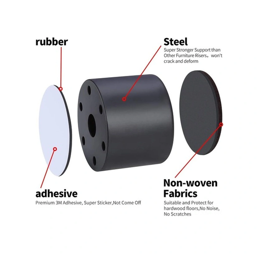 Fortunelane 4 Adet Siyah Ayaklık Seti, 60x52mm, Dayanıklı Karbon Çelik, Ev Süpürgeleri İçin İdeal