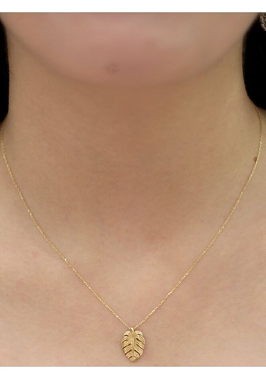 14 Ayar Altın Yaprak Kolye Sarı