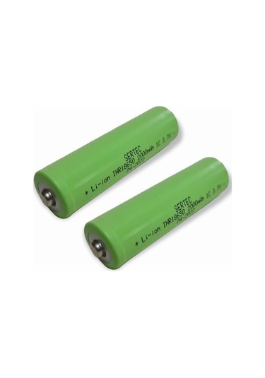 Sertec 18650 3.7V 2000 mAh 1C Li-ion Başlıklı Şarj Edilebilir Pil 2'li