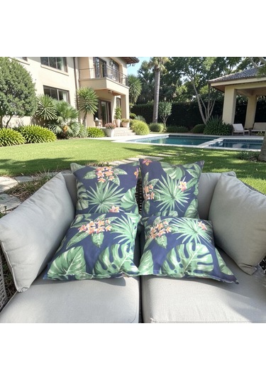 Kırlent Yastık Minder Yaprak Desen 4 Adet 35x35 35 x 35