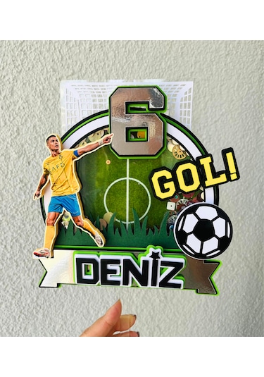 Futbol Temalı İsme Özel Erkek Çocuk Doğum Günü Pasta Süsü