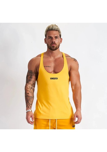 Snapbuy 2024 Yaz Spor Erkek Yelek Rahat Egzersiz Basketbol Pamuklu Moda Giyimyellow Yellow