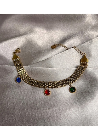 Laria Jewelry Üç Taşlı Hasır Bileklik