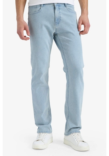 Defacto Sergio Regular Fıt Normal Bel Boru Paça Düz Paça Jean Pantolon E1936AX25SP Mavi