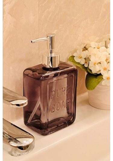 Makri Home Renkli Cam Sıvı Sabunluk, 500 Ml, Siyah Siyah