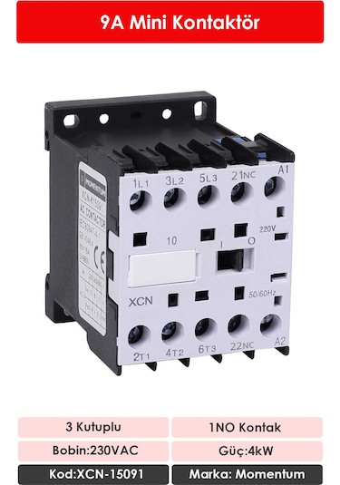 Momentum Kontaktör 230VAC 9A 4kW 1NO XCN-15091