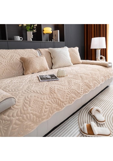 Camel Peluş Kanepe Havlusu Kış Avrupa Tarzı Kısa Kanepe Örtüsü Düz Renk Kaymaz Kanepe Örtüsü Oturma Odası İçin Evrensel 70 70cm