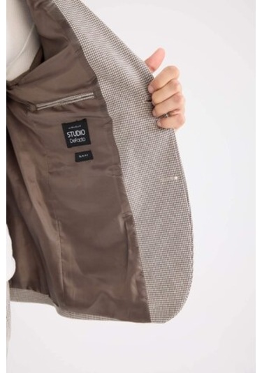 DeFacto Slim Fit Dar Kesim Ceket Yaka Düğmeli Blazer Ceket D6074AX24AUER37