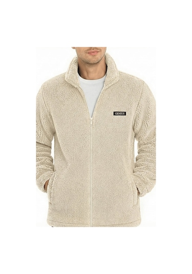Genius Store Oversize Peluş Sweatshirt Erkek Polar Sweatshirt Erkek Sweatshirt Oversıze-peluss Ekru
