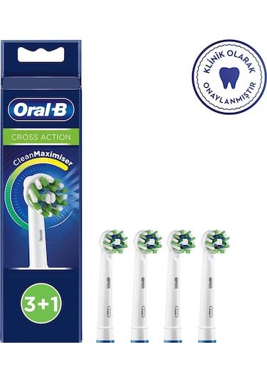 Oral-B Cross Action Clean Maximizer 3+1 Yedek Fırça Başlığı Beyaz