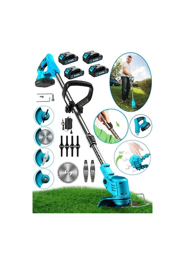 Dragro Drg-djt4 4 Akülü Şarjlı Kenar Ot Çalı Çim Biçme Kesme Tırpan Makinesi Teleskopik Uzatmalı9