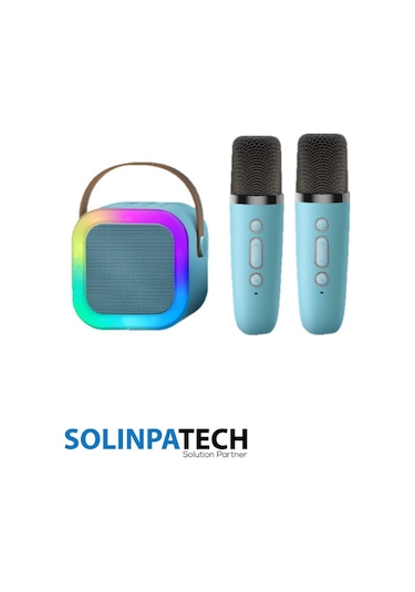 Çift Karaoke Mikrofonlu Kablosuz Bluetooth Rgb Led Işıklı 5 Ses Efektli Stereo Ses Usb/sd Hoparlör