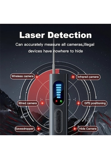 Createtech Gizli Kamera Dedektörü Yeni Model Anti-spy Araba Gps Takip Cihazı Dinleme Siyah Siyah