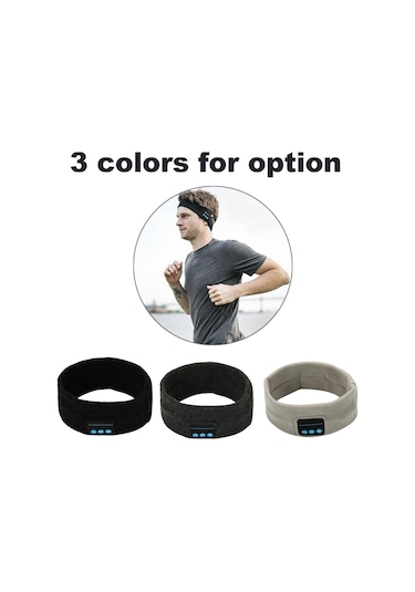 Geeroyoo Kablosuz Spor Baş Bandı - Bluetooth 5.0, 8 Saat Müzik Keyfi, Yıkanabilir Ve Rahat Uyku Kulaklığı Açık Gri