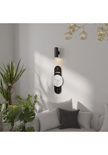 Dekoratif Şeffaf Pleksili Lüx Duvar Saati Siyah Beyaz