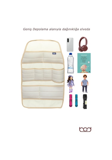Bod Ecolux Serisi Taytüyü Araba Oto Koltuk Arkası Eşya Düzenleyici Araç İçi Organizer Bej