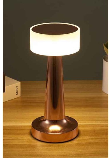 Rosegold Dekoratif Şarjlı Dokunmatik Led Masa Lambası Dimli 56r