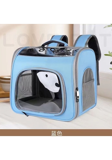 Açık Tasarımlı Seyahat Kedisi Sırt Çantası-e Mavi