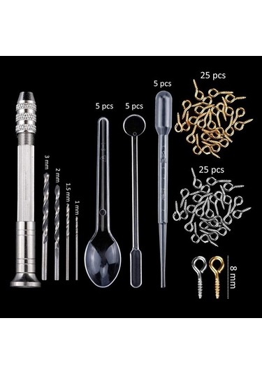 Ulzyvf Yetişkinler İçin Yapımcı Seti, Kristal Küpe Kolye Kalıpları, Epoksi El Döküm Dıy Aksesuarlar, 134 Parça, Çok Renkli Çok Renkli