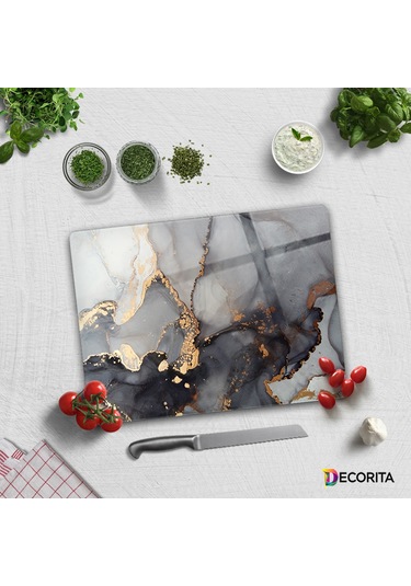 Decorita Cam Kesme Tahtası | Stark Mermer Görünümlü | 30cm x 40cm