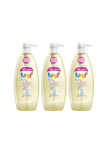 Uni Baby Boyasız Bebek Saç Ve Vücut Şampuanı 3 x 900 ML