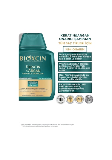 Keratin & Argan Onarıcı Şampuan 300 Ml - Yıpranmış Ve Hasar Görmüş Saçlar 3'lü