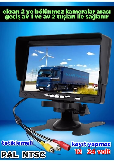 Pal Ntsc 7'' Araç Ekran Kayıt Yapmaz Usb Aux Girişi Yoktur 12 24v