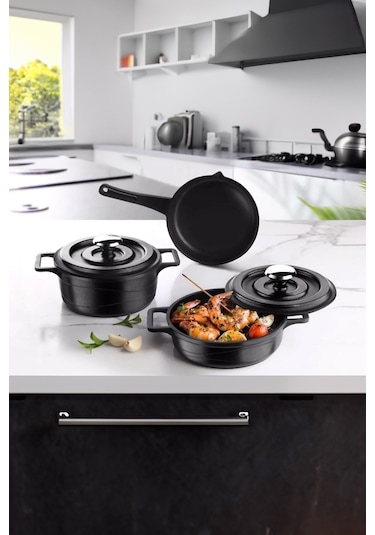 5 Parça Mini Döküm Tencere Seti