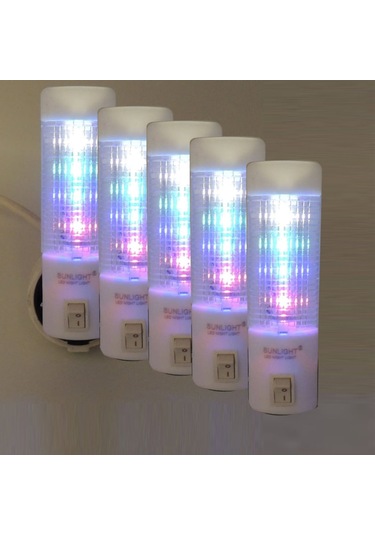 Uzun Led Gece Lambası 0,5W Tasarruflu Işıklı Fişli Düğmeli 5 Adet(503909284) Çok Renkli