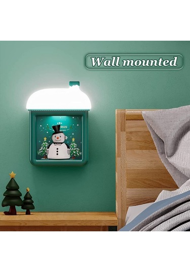 Teltree Yeşil Santa Kar Ev 3d Led Lamba, 2 Anahtar Modu Düğme + Bebek , 3 Parlaklık Seviyesi, Usb-c Şarjlı, Noel Dekorasyonu Hediyelik Yeşil